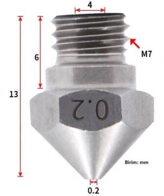 0.2mm Çelik Nozzle MK10-4mm-M7 - 3