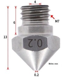 0.2mm Steel Nozzle MK10-4mm-M7 - 3