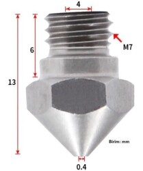 0.4mm Çelik Nozzle MK10-4mm-M7 - 9