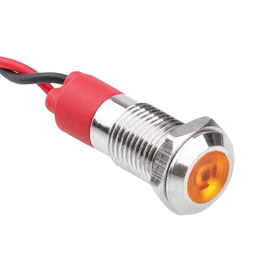  08l-p1 8mm 12-24v Kablolu Metal Sinyal Lambası - Sarı