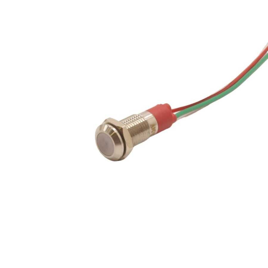  08l-p1/rgy+ 8mm 12-24v Kablolu Metal Sinyal Lambası - 3 Renk Anot