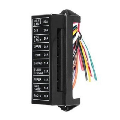 10 Channel Auto Blade Fuse Box - Wired - 1
