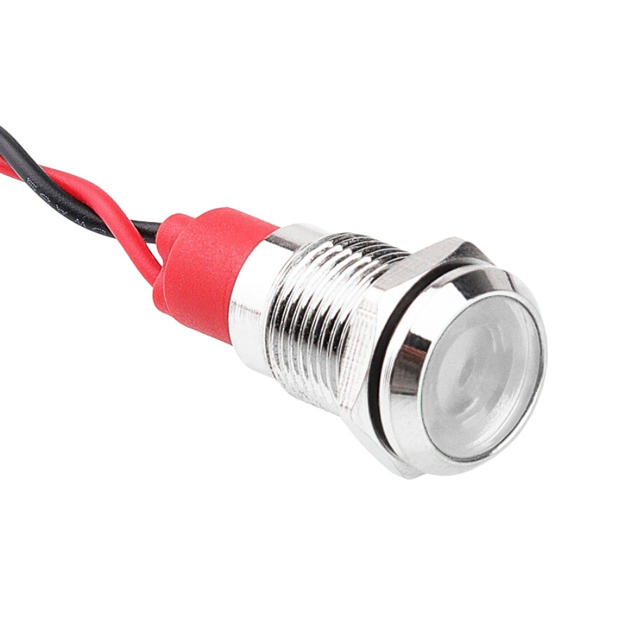  10l-p1 10mm 12-24v Kablolu Metal Sinyal Lambası - Beyaz