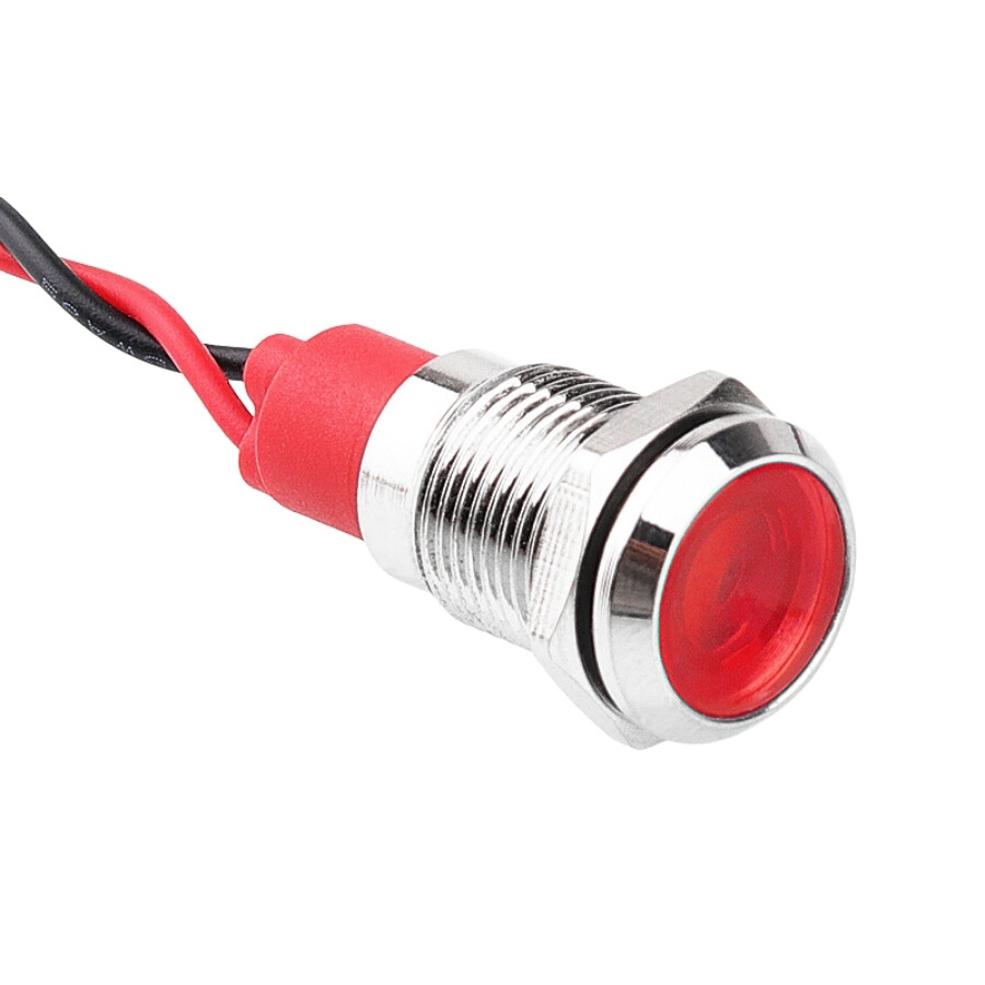  10l-p1 10mm 12-24v Kablolu Metal Sinyal Lambası - Kırmızı