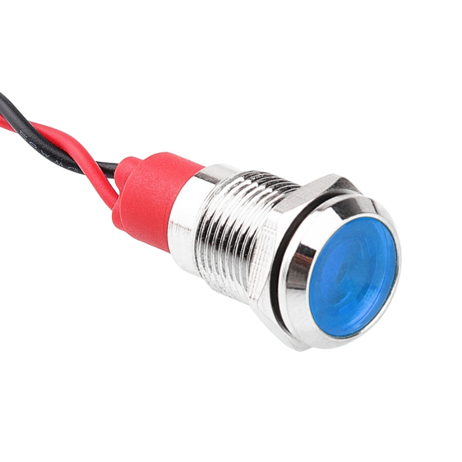  10l-p1 10mm 12-24v Kablolu Metal Sinyal Lambası - Mavi
