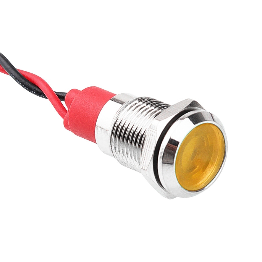  10l-p1 10mm 12-24v Kablolu Metal Sinyal Lambası - Sarı