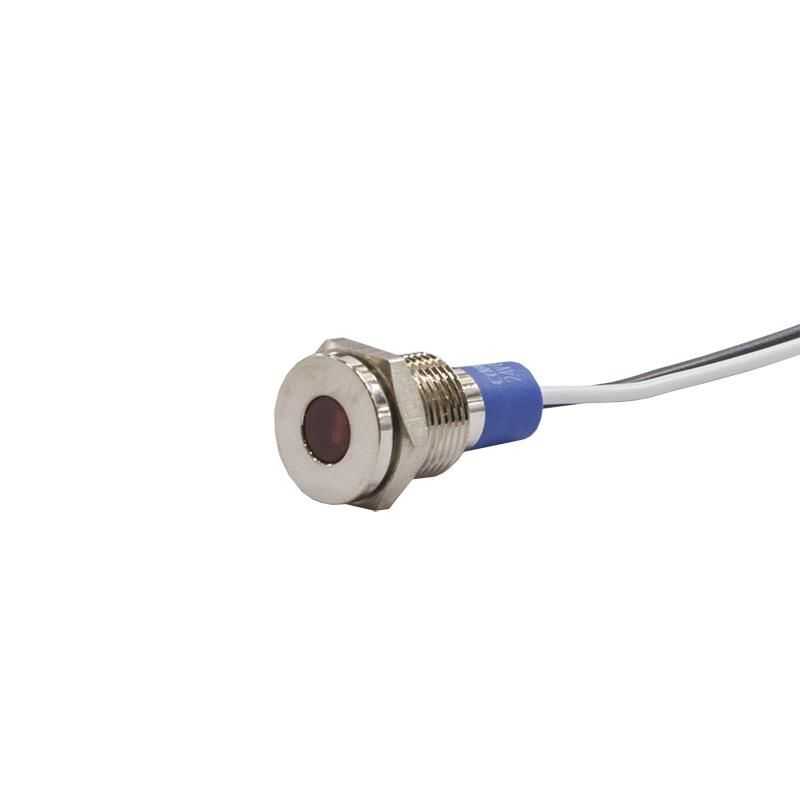  10mm 24v Kırmızı Led Metal Kablolu Sinyal Lambası Ip67 Gq10t-r