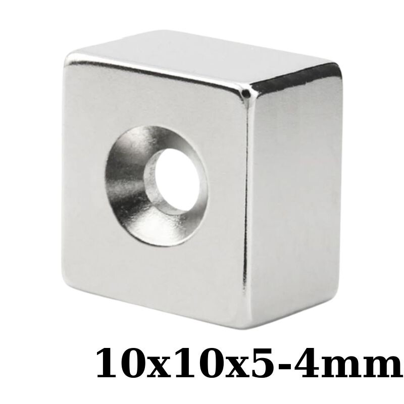  10x10x5-4mm Havşa Delikli Neodyum Güçlü Mıknatıs - Neodim Magnet