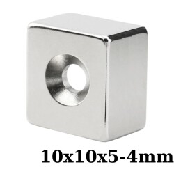 10x10x5-4mm Havşa Delikli Neodyum Güçlü Mıknatıs - Neodim Magnet 
