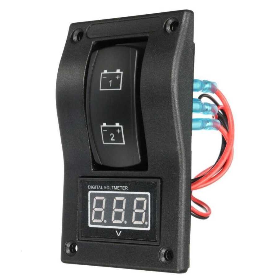  12-24v Ekranlı Çift Akü Göstergesi On-off-on Anahtar Voltmetre