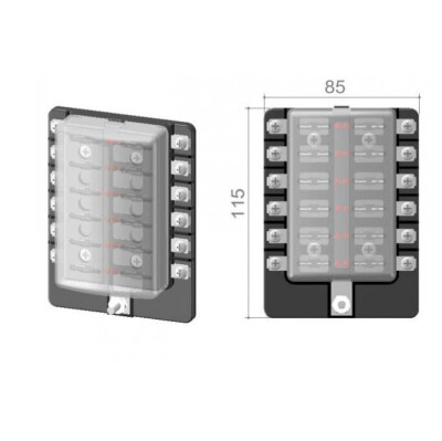 12 Channel Auto Blade Fuse Box - With LED - 3