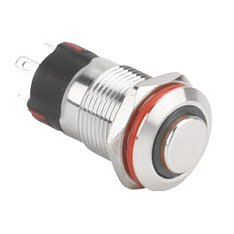  12a-g1-e 12mm Çıkık Yaylı Işıklı Metal Buton - Beyaz
