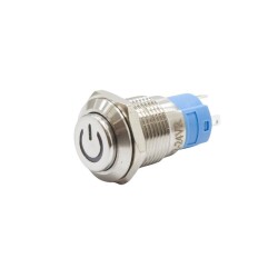 12A-G1Z-C 12mm Bulge Self Locking Illuminated Power Metal Button - Blue 