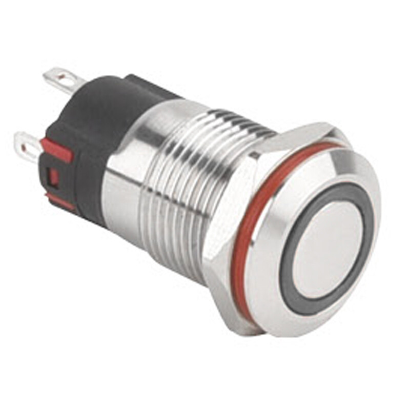  12a-p1-e 12mm Düz Yaylı Işıklı Metal Buton - Beyaz