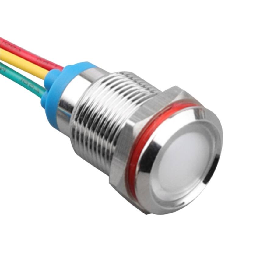  12l-p1/rgy- 12mm 12-24v Kablolu Metal Sinyal Lambası - 3 Renk Katot