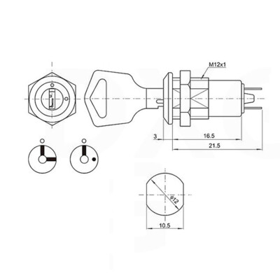 12mm Anahtarlı Kalıcı Metal Mandal Buton 0-1 - 3