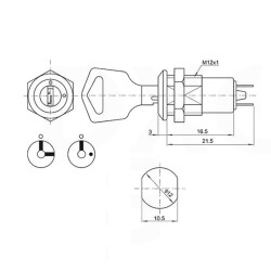 12mm Permanent Metal Latch Button with Key 0-1 - 3