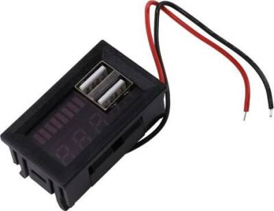 12V Battery Capacity Indicator - 5V 2A USB Output - 2