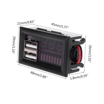 12V Battery Capacity Indicator - 5V 2A USB Output - 3