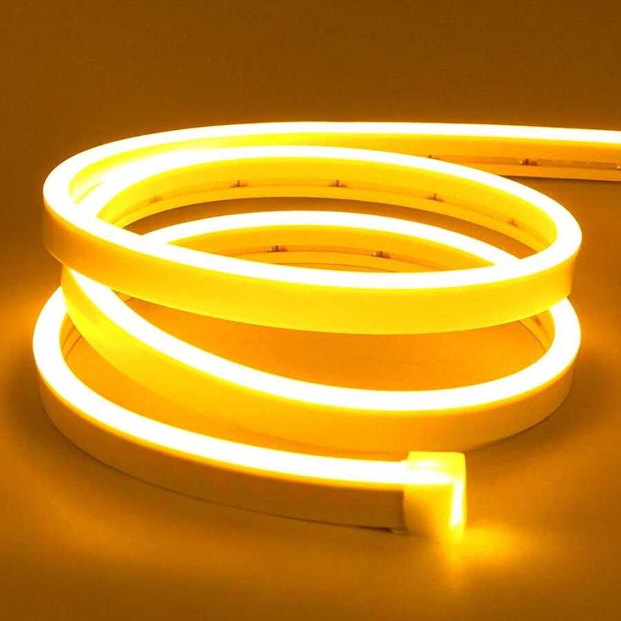  12v Esnek Neon Şerit Led 5 Metre - Sarı