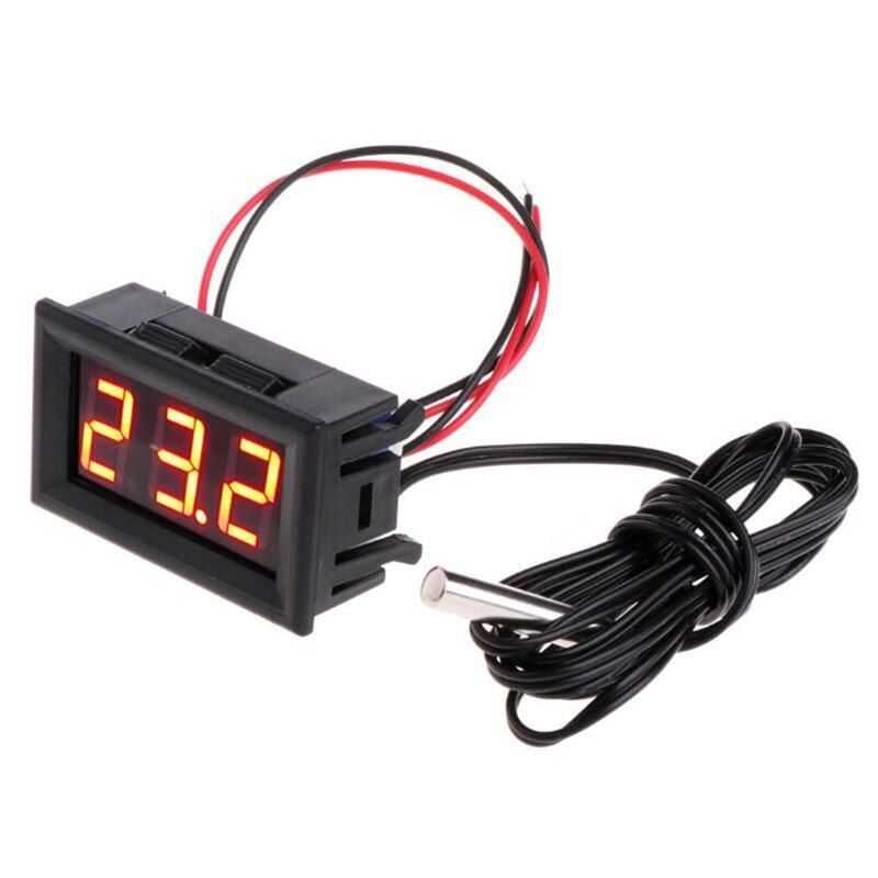  12v Termometre Su Geçirmez Sıcaklık Sensörü - Kırmızı
