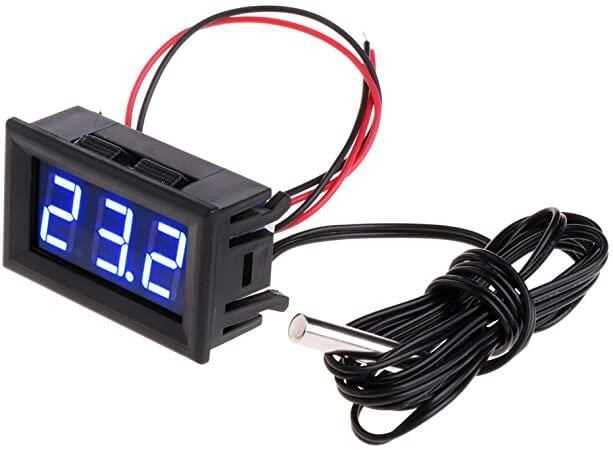  12v Termometre Su Geçirmez Sıcaklık Sensörü - Mavi