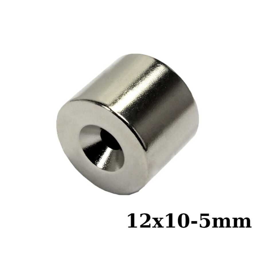  12x10-5mm Havşa Delikli Neodyum Güçlü Mıknatıs - Neodim Magnet