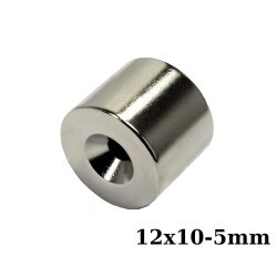 12X10-5mm Havşa Delikli Neodyum Güçlü Mıknatıs - Neodim Magnet 