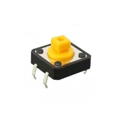 12x12x7.3mm 4 Pinli Sarı Push Buton - Tact Switch 