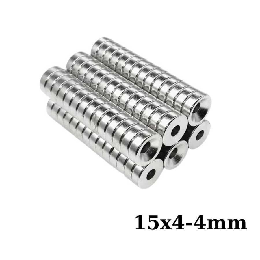  15x4-4mm Havşa Delikli Neodyum Güçlü Mıknatıs - Neodim Magnet