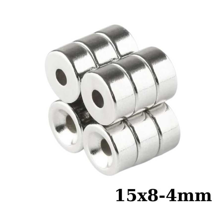 15x8-4mm Havşa Delikli Neodyum Güçlü Mıknatıs - Neodim Magnet