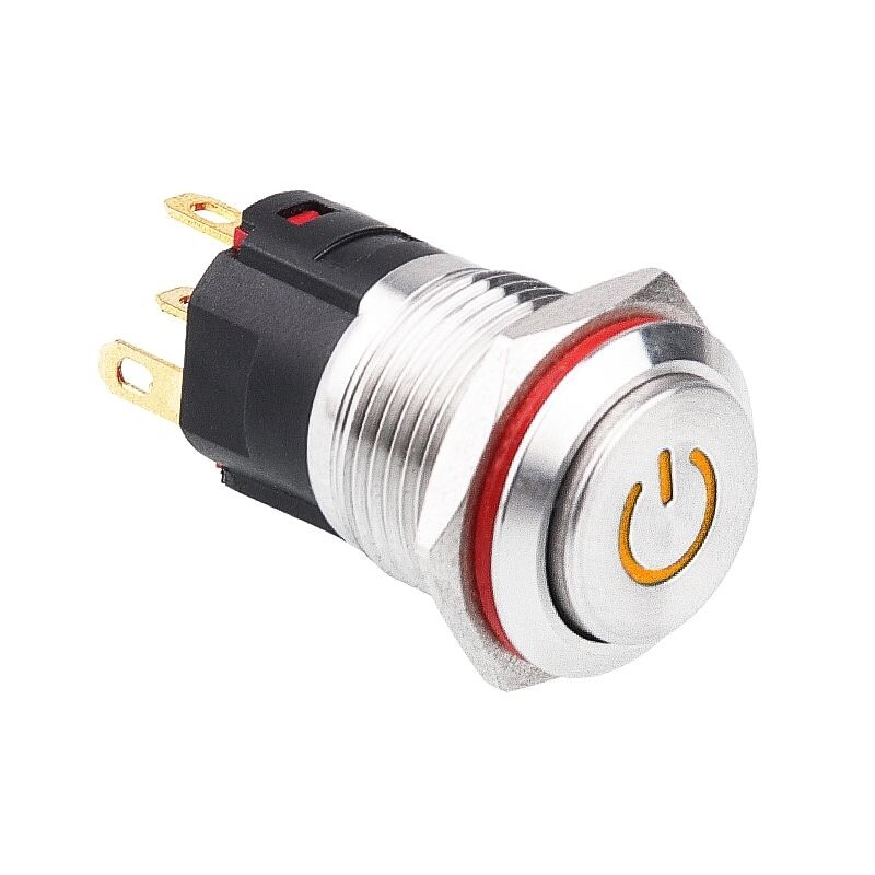  16a-g1-c 16mm Çıkık Yaylı Işıklı Power Metal Buton - Sarı