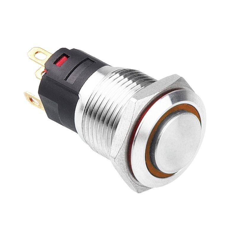  16a-g1-e 16mm Çıkık Yaylı Işıklı Metal Buton - Sarı