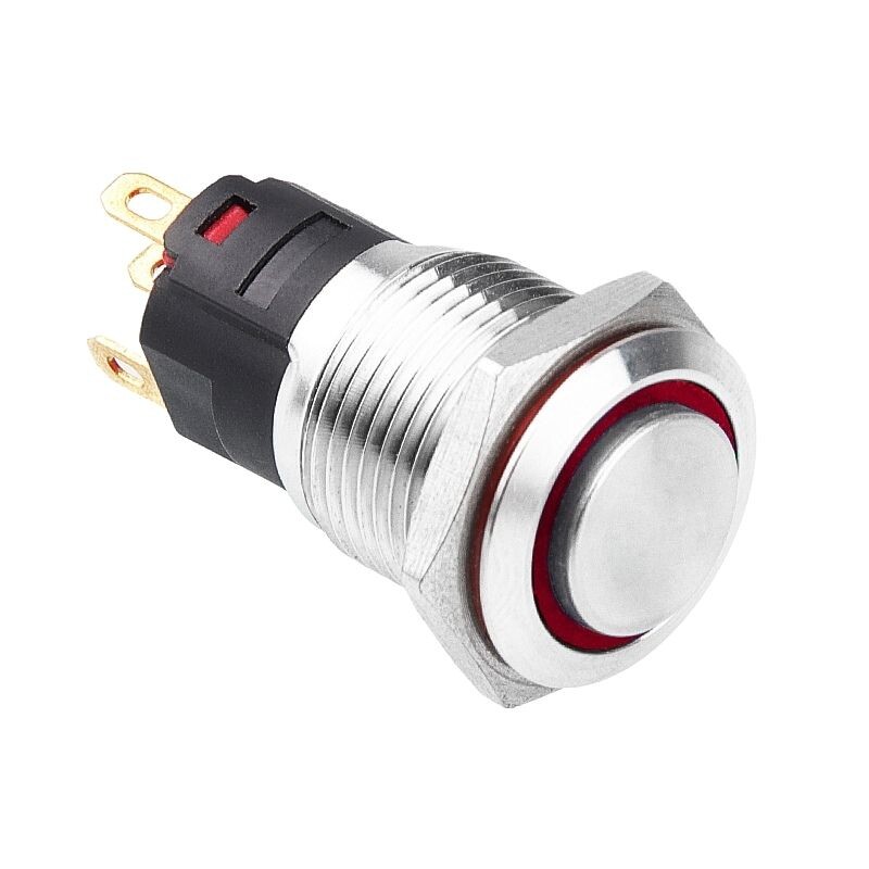  16a-g1z-e 16mm Çıkık Anahtarlı Işıklı Metal Buton - Kırmızı