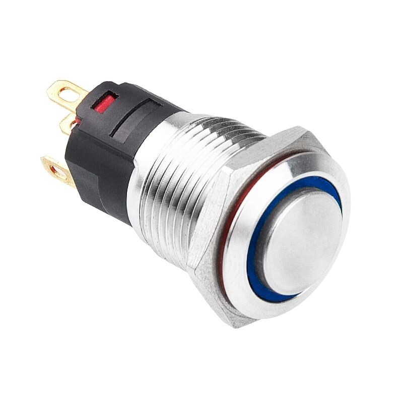  16a-g1z-e 16mm Çıkık Anahtarlı Işıklı Metal Buton - Mavi