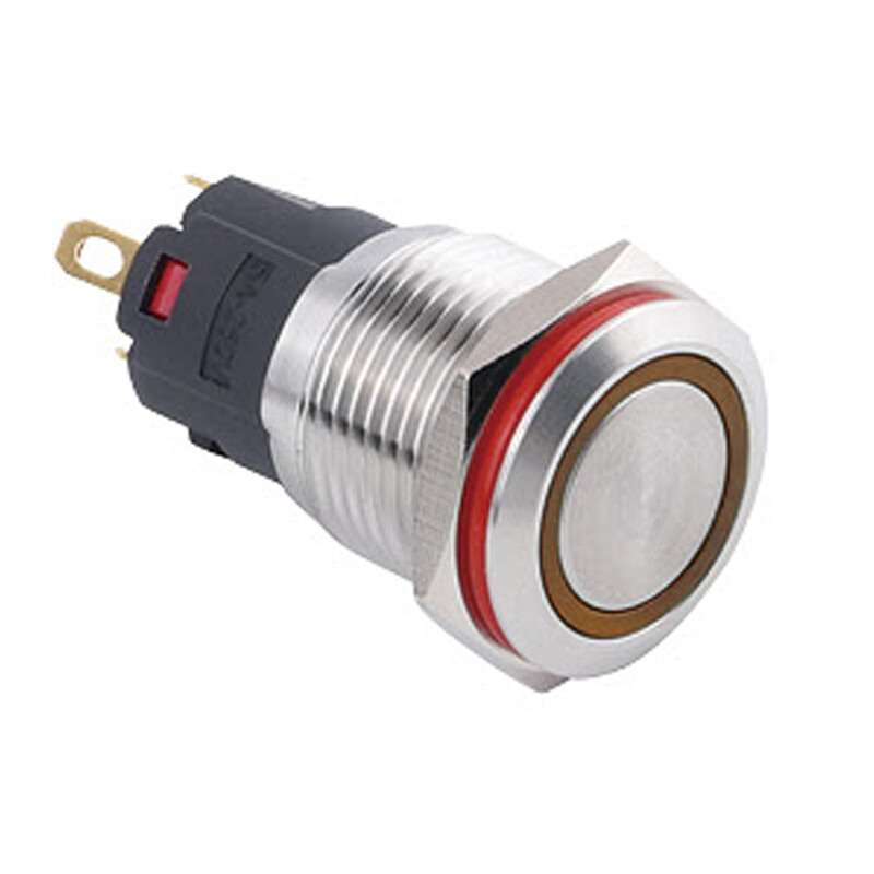  16a-p1z-e 16mm Düz Anahtarlı Işıklı Metal Buton - Sarı