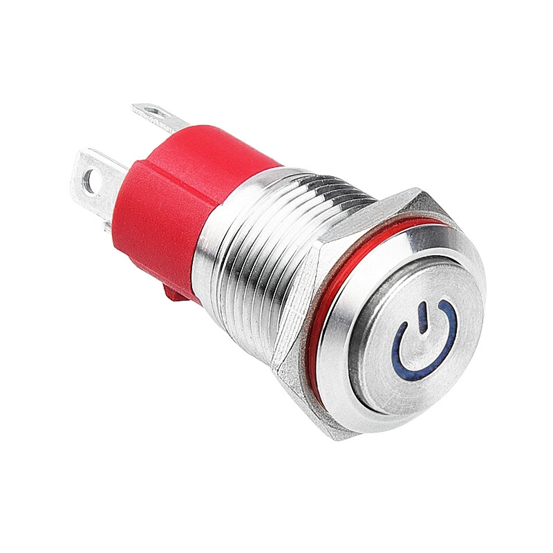  16d-g1-c 16mm Çıkık Yaylı Işıklı Power Metal Buton - Mavi