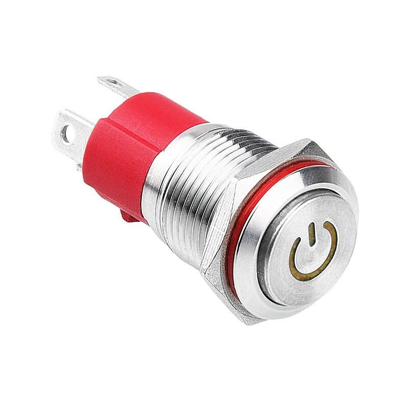  16d-g1z-c 16mm Çıkık Anahtarlı Işıklı Power Metal Buton - Sarı