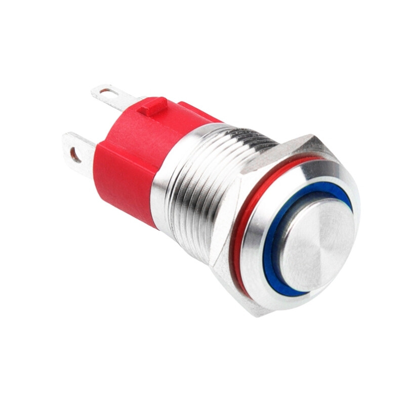  16d-g1z-e 16mm Çıkık Anahtarlı Işıklı Metal Buton - Mavi