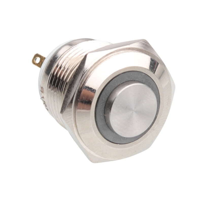  16h-g1-e 16mm Çıkık Yaylı Işıklı Metal Buton - Beyaz