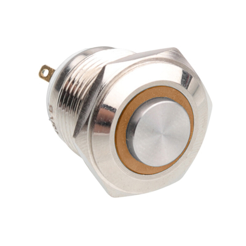  16h-g1-e 16mm Çıkık Yaylı Işıklı Metal Buton - Sarı