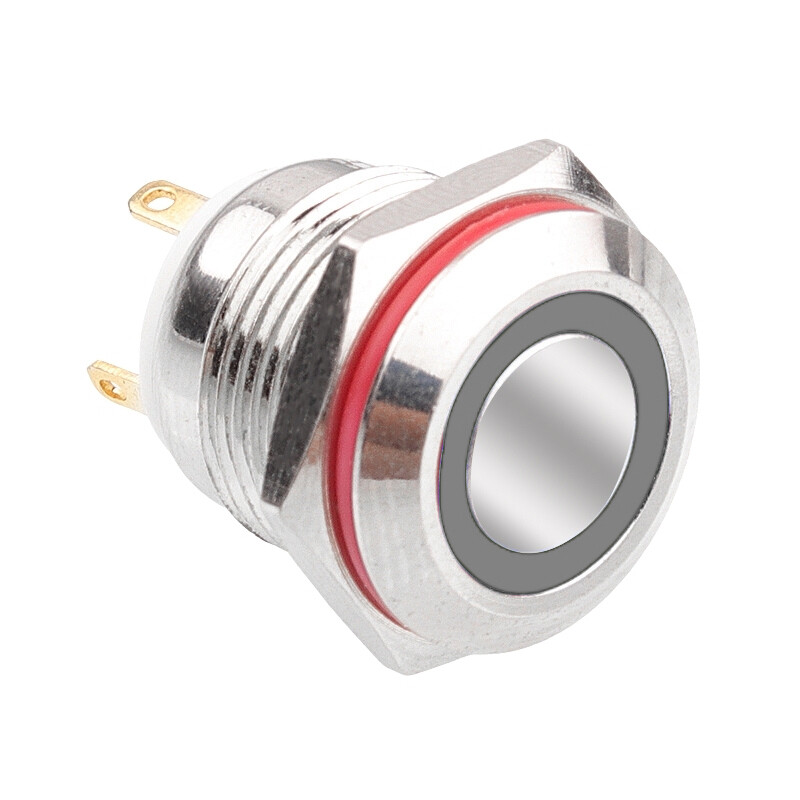  16h-p1-e 16mm Düz Yaylı Işıklı Metal Buton - Beyaz