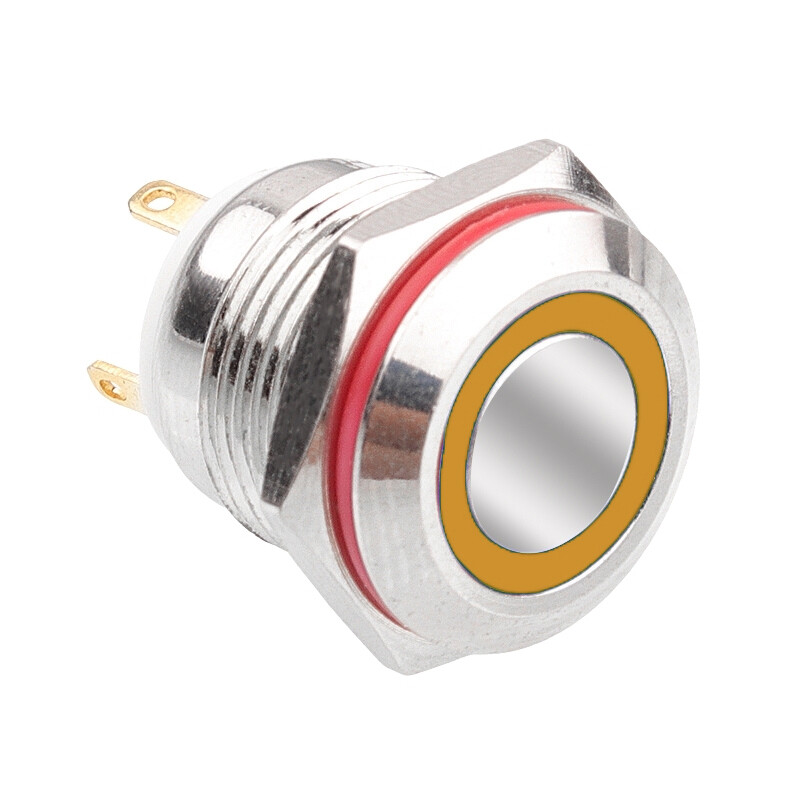  16h-p1-e 16mm Düz Yaylı Işıklı Metal Buton - Sarı