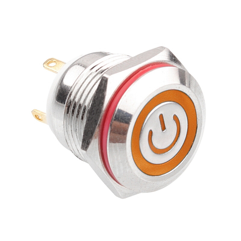  16h-p1-ec 16mm Düz Yaylı Işıklı Power Metal Buton - Sarı