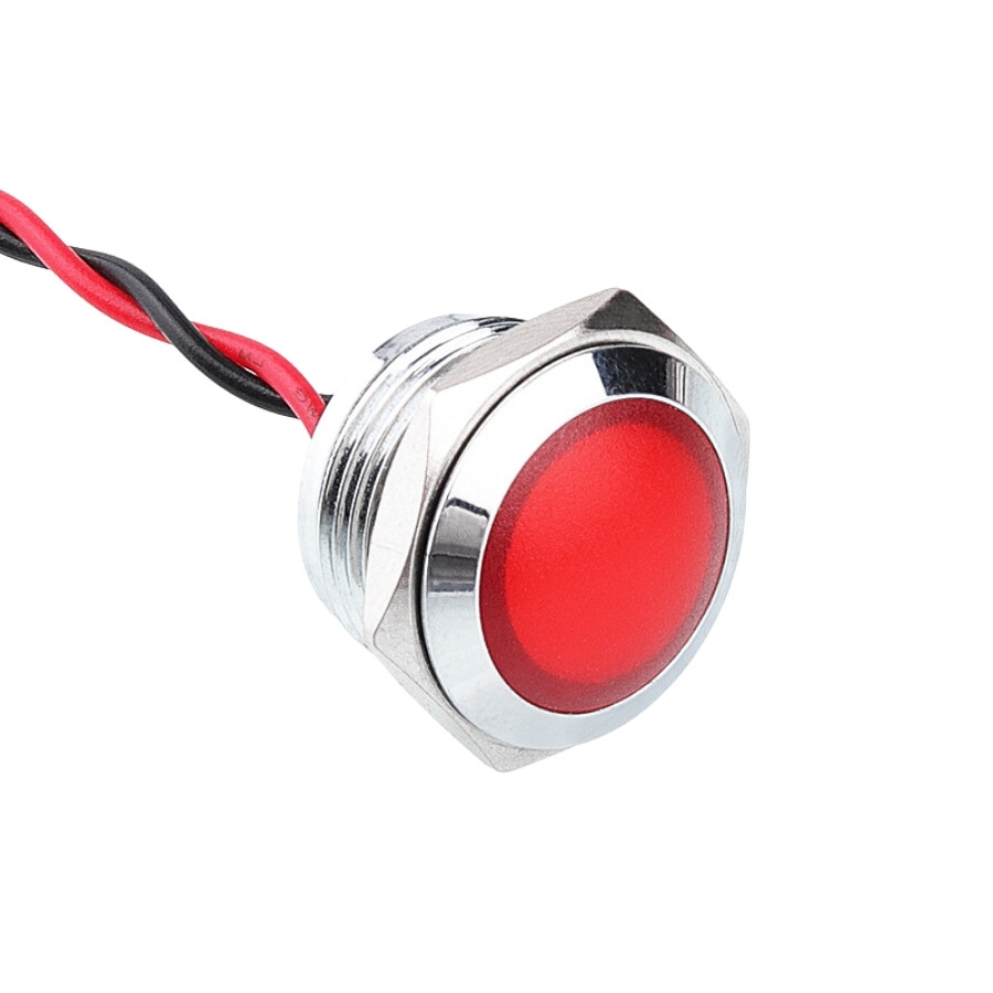  16l-p1 16mm 12-24v Kablolu Metal Sinyal Lambası - Kırmızı