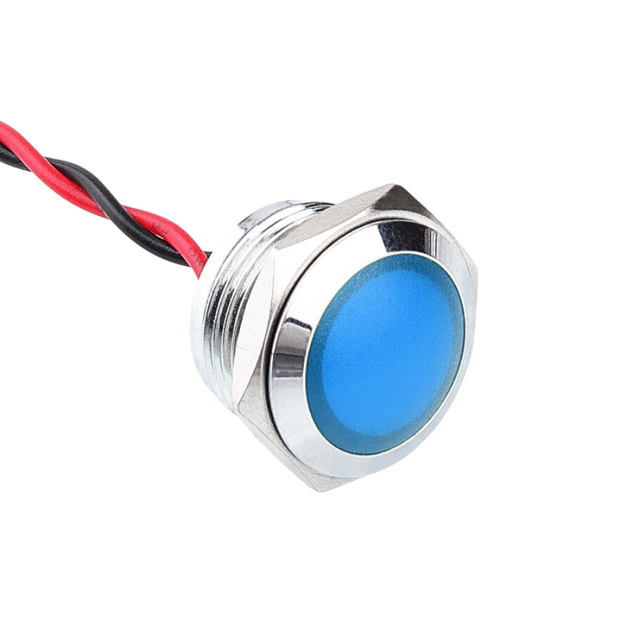  16l-p1 16mm 12-24v Kablolu Metal Sinyal Lambası - Mavi