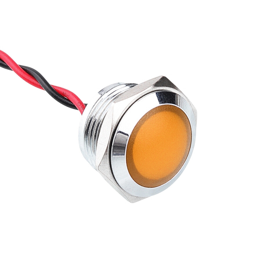  16l-p1 16mm 12-24v Kablolu Metal Sinyal Lambası - Sarı