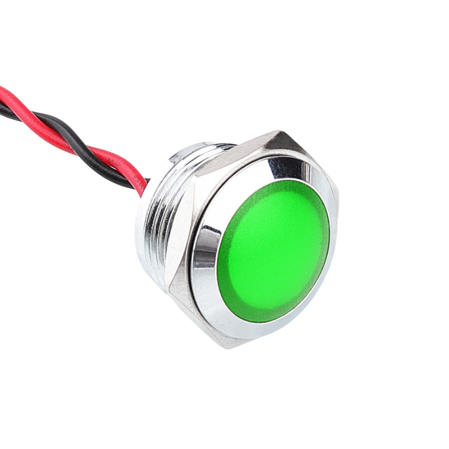  16l-p1 16mm 12-24v Kablolu Metal Sinyal Lambası - Yeşil