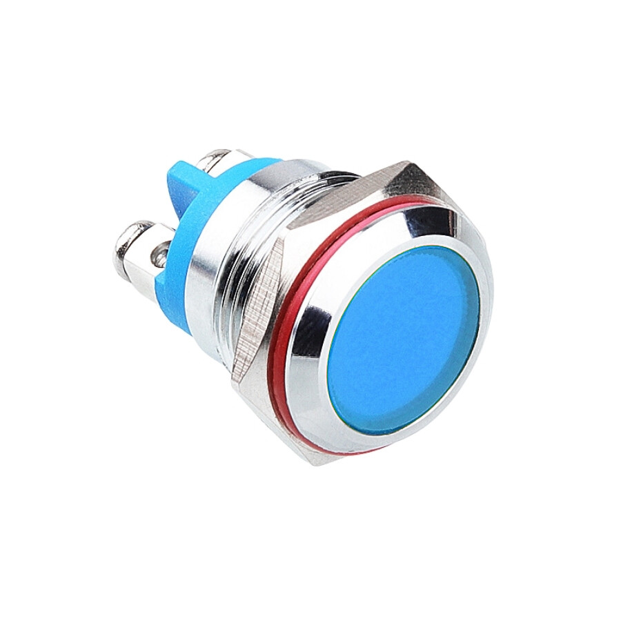  16l-p1 16mm 12-24v Metal Sinyal Lambası - Mavi