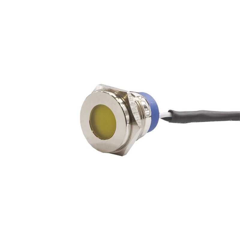  16mm 24v Sarı Led Metal Kablolu Sinyal Lambası Ip67 Gq16t-y